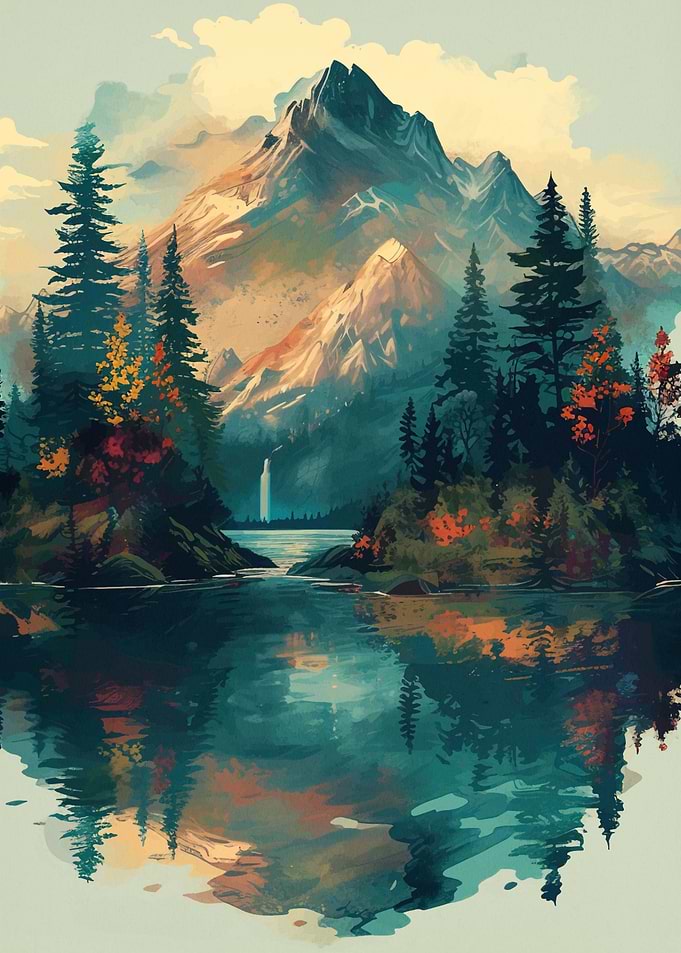 Mountain vintage sunset