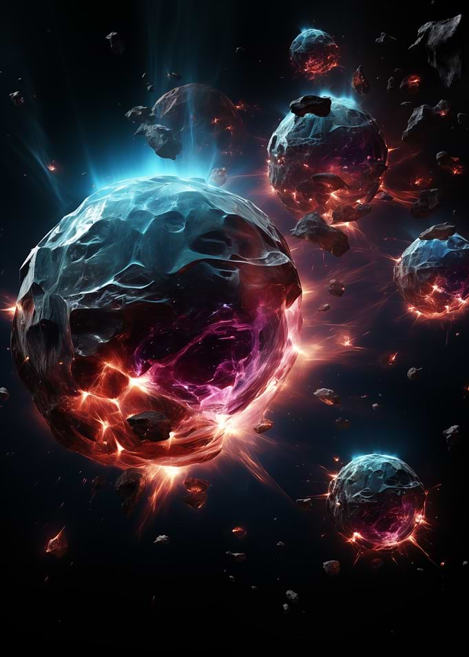 Violet blue asteroid rain