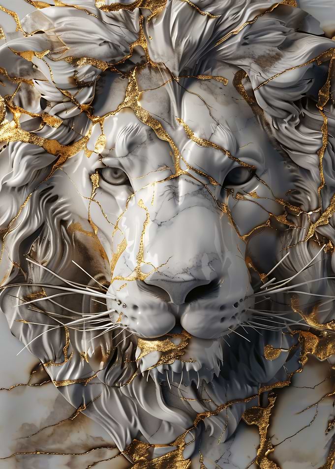 kintsugi art white lion