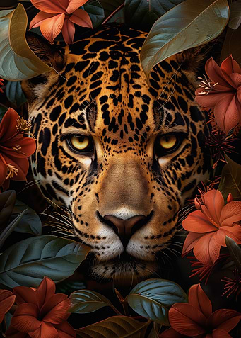 Leopard Floral forest