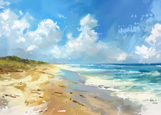 Brush Oil Painting Beach