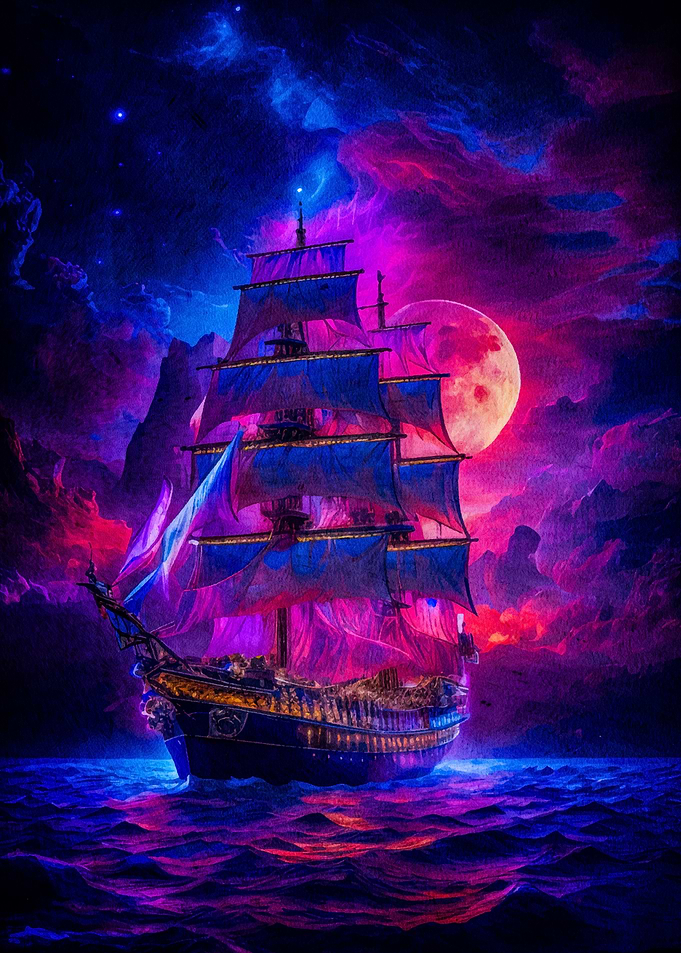 sailboat sunset painting