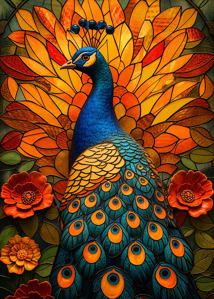 Abstract Peacock Kintsugi