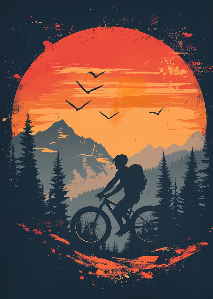 Mountain vintage sunset
