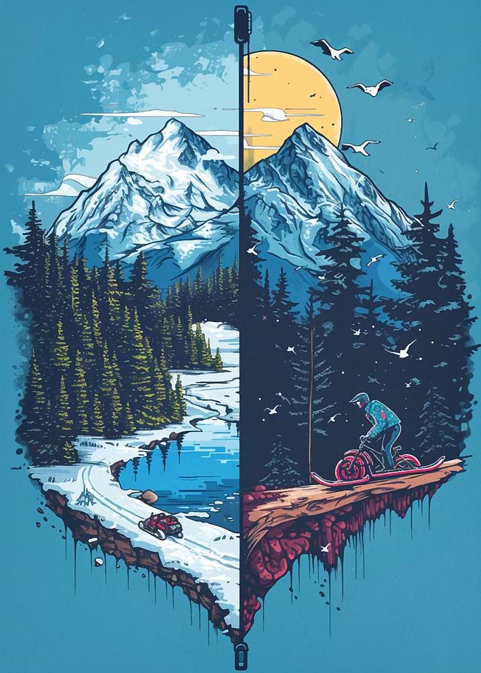 Mountain vintage sunset