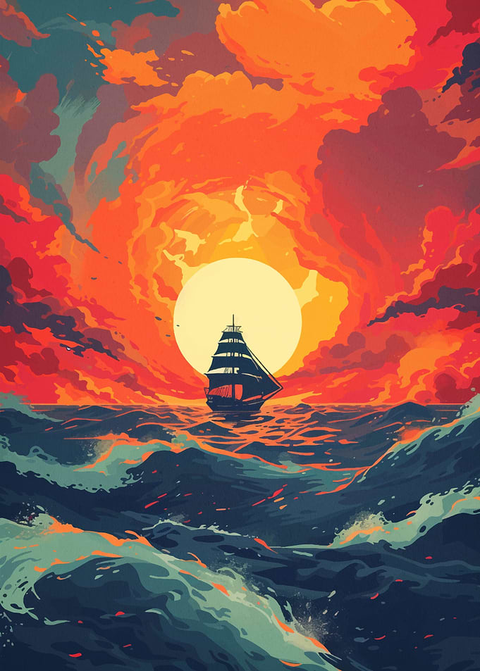 Sailboat Sunset Landscape