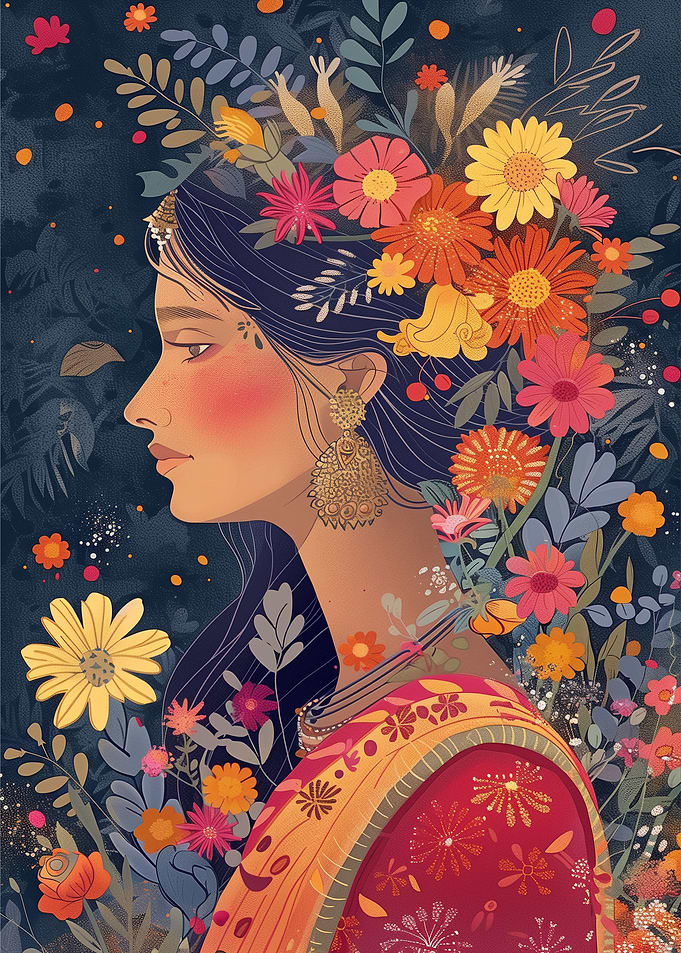 indian woman with flower