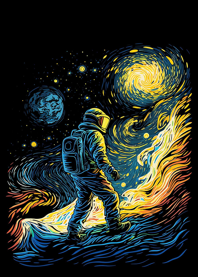 astronaut van gogh style