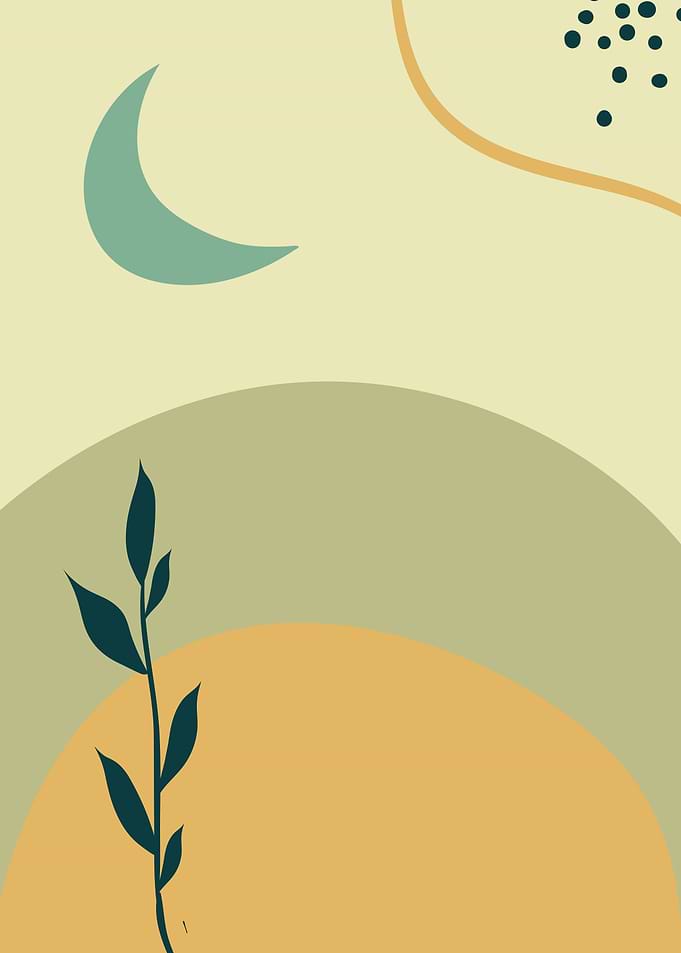 Tropical plant shapes moon