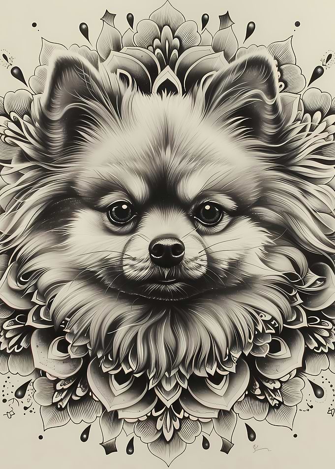 Mandala Pomeranian BW