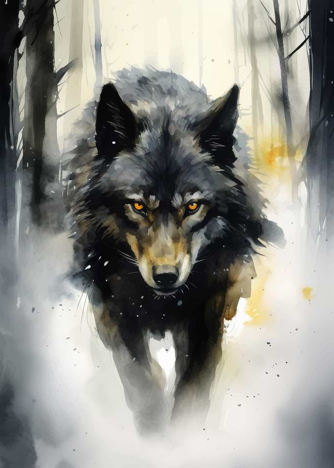 Watercolor Winter Wolf