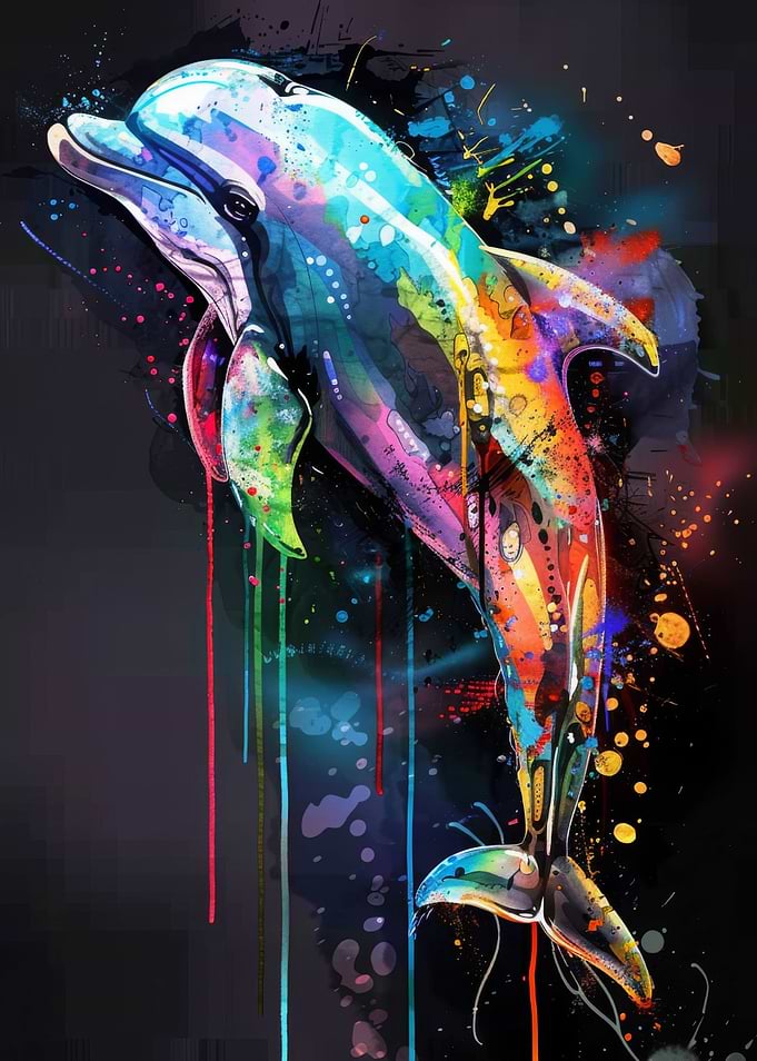 Dolphin Popart Painting