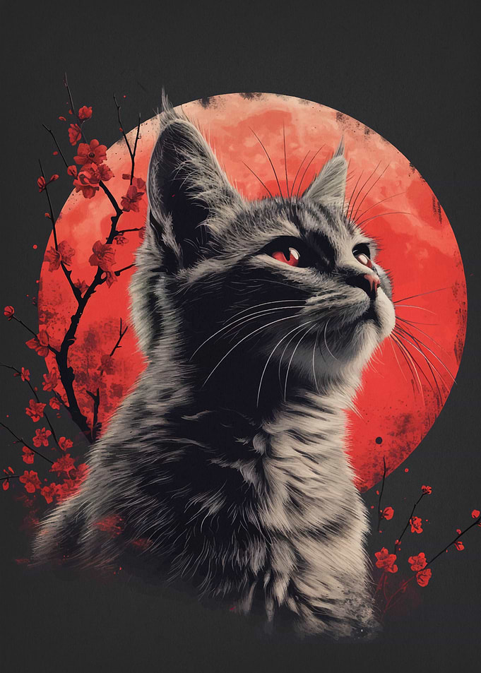 Cat Cherry Blossom