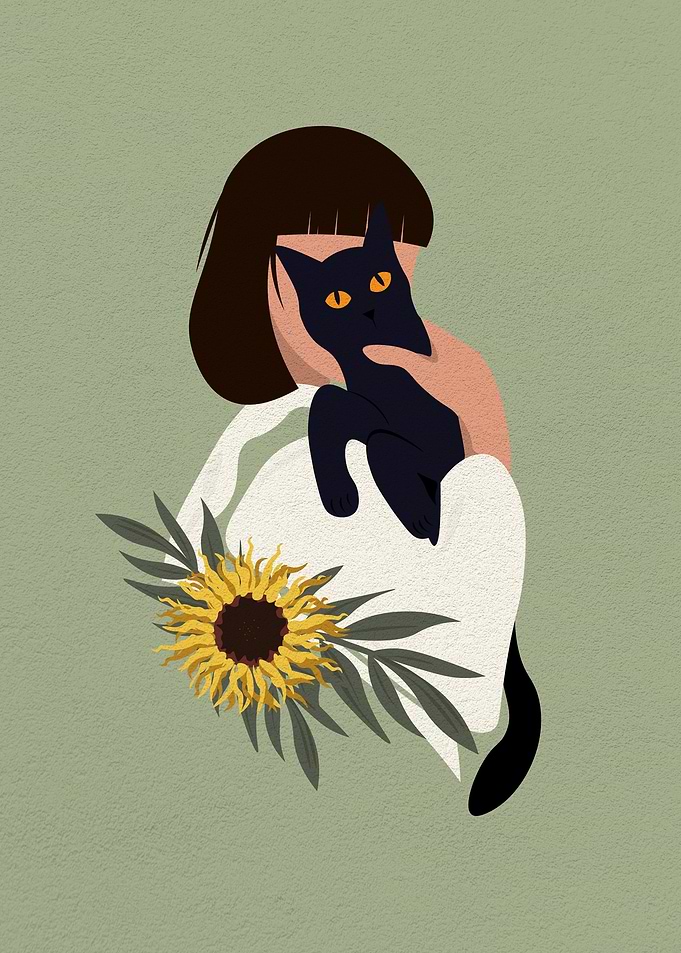Girl holding a cat