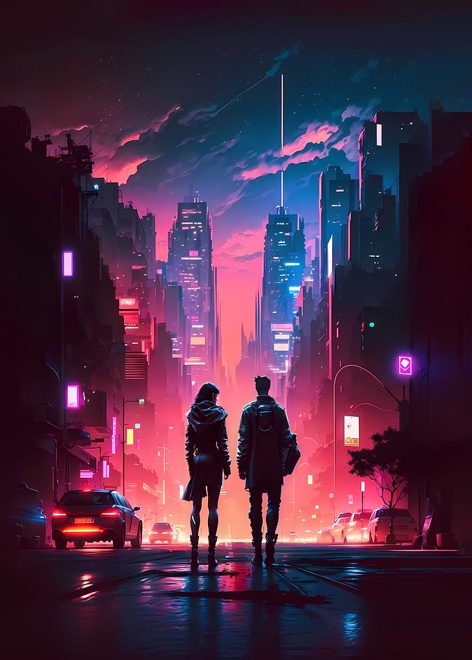 Neon Love City Street