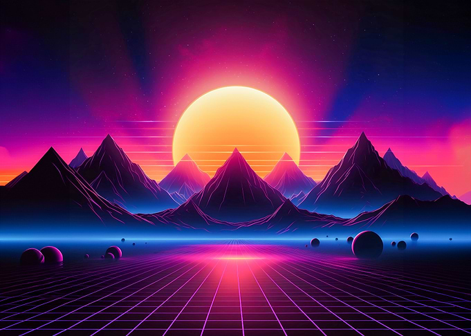 Retro wave 80s Landscape