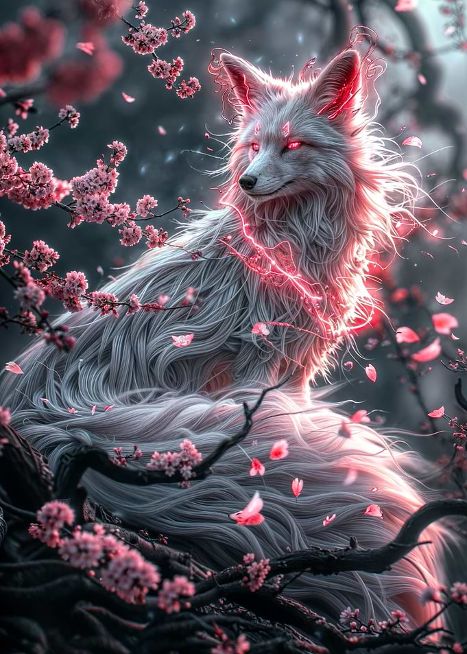 white kitsune fox