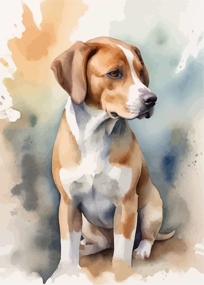 Beagle dog watercolor art