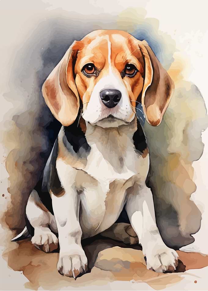 Beagle dog watercolor art