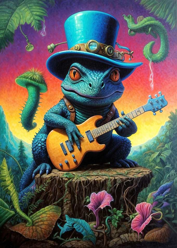 Steampunk Dino Guitarist