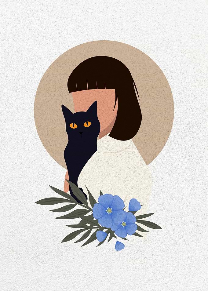 Cat with beautiful girl
