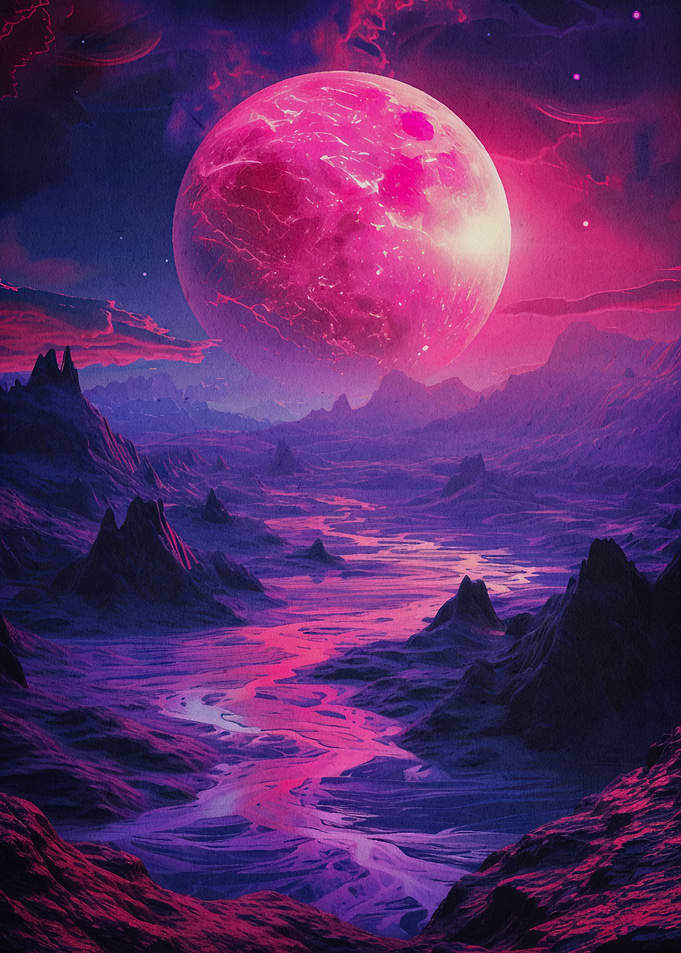 moon landscape magic retro
