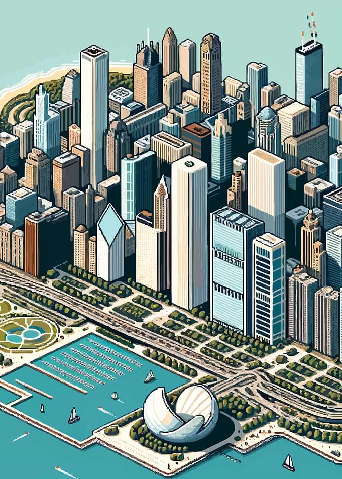 Chicago Cityscape Pixelize