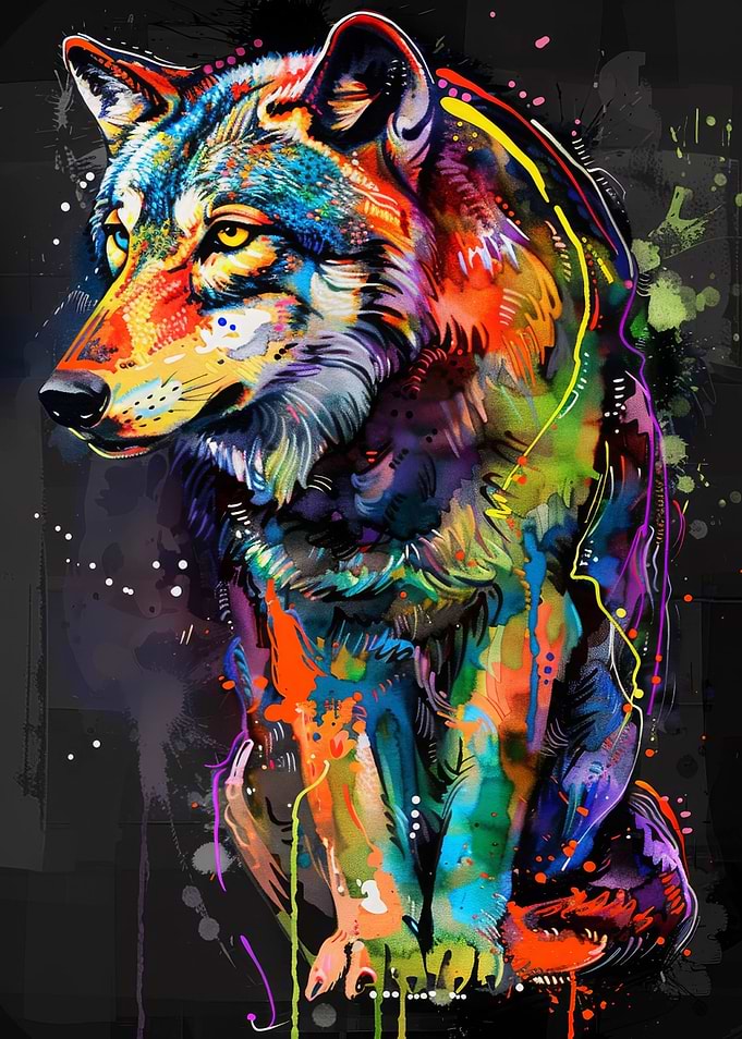 Wolf Popart Painting