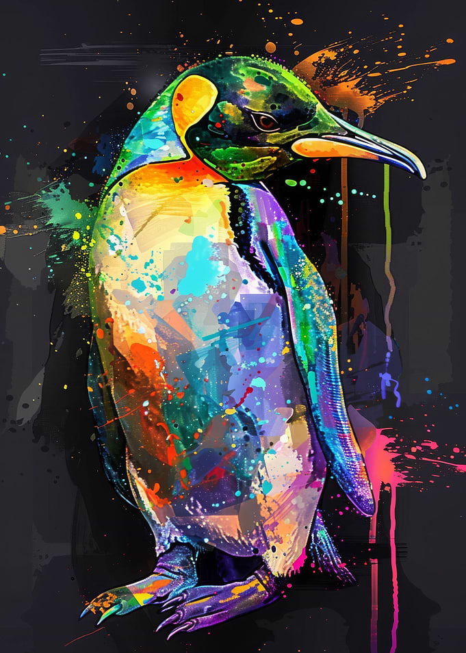 Penguin Popart Painting