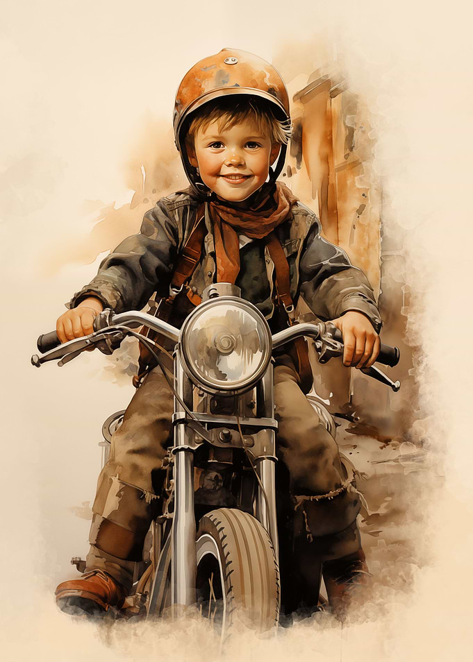 Vintage little boy and mor