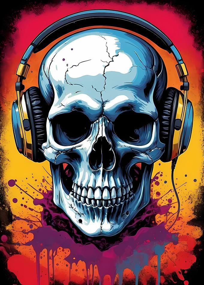 Skull With Headphones 3