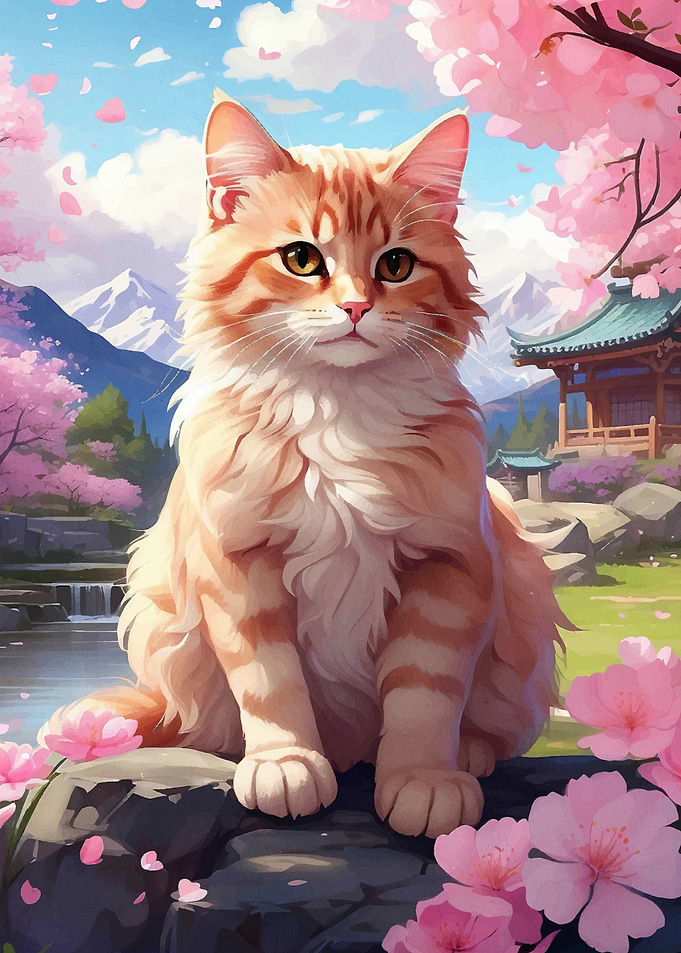 Cat Cherry Blossom