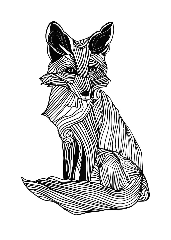 Lines art animal fox