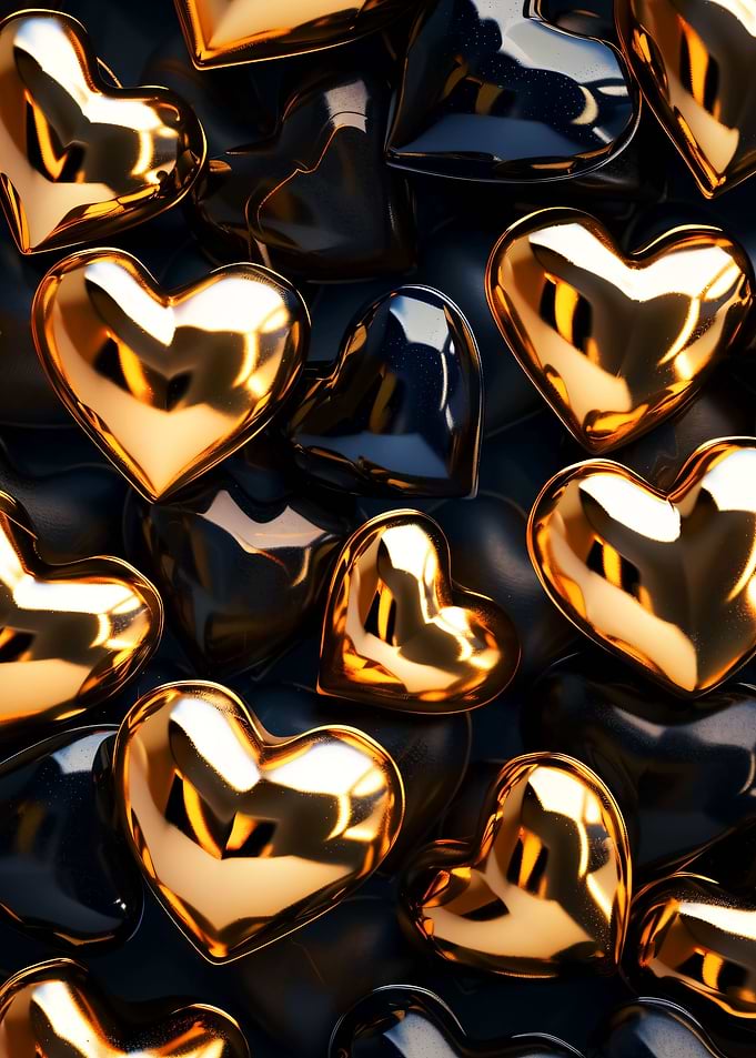 Black and Gold Hearts