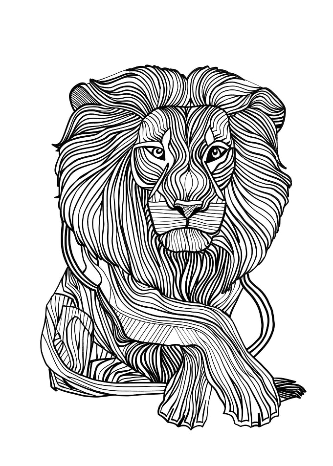 Lines art animal lion