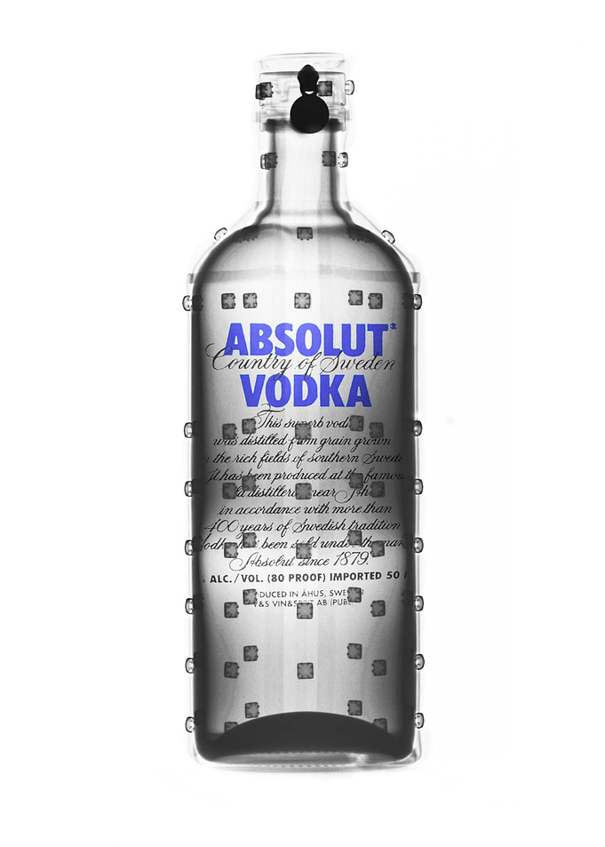 Vodka bottle under xray