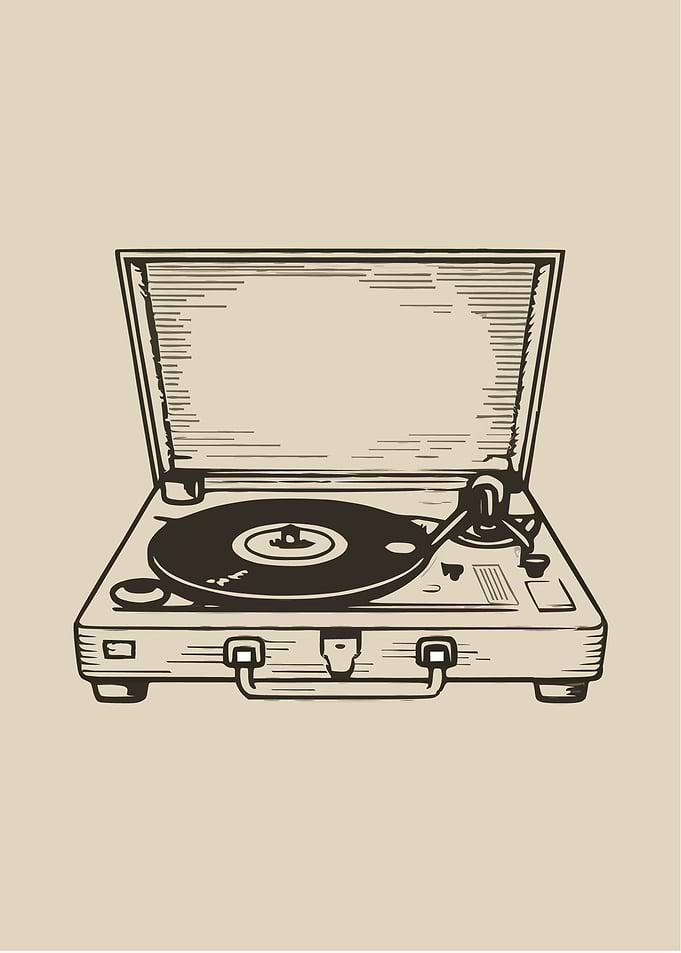 Line art of a record playe