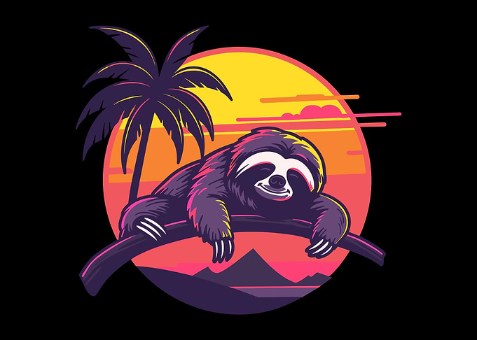 Retro Sunset Sloth