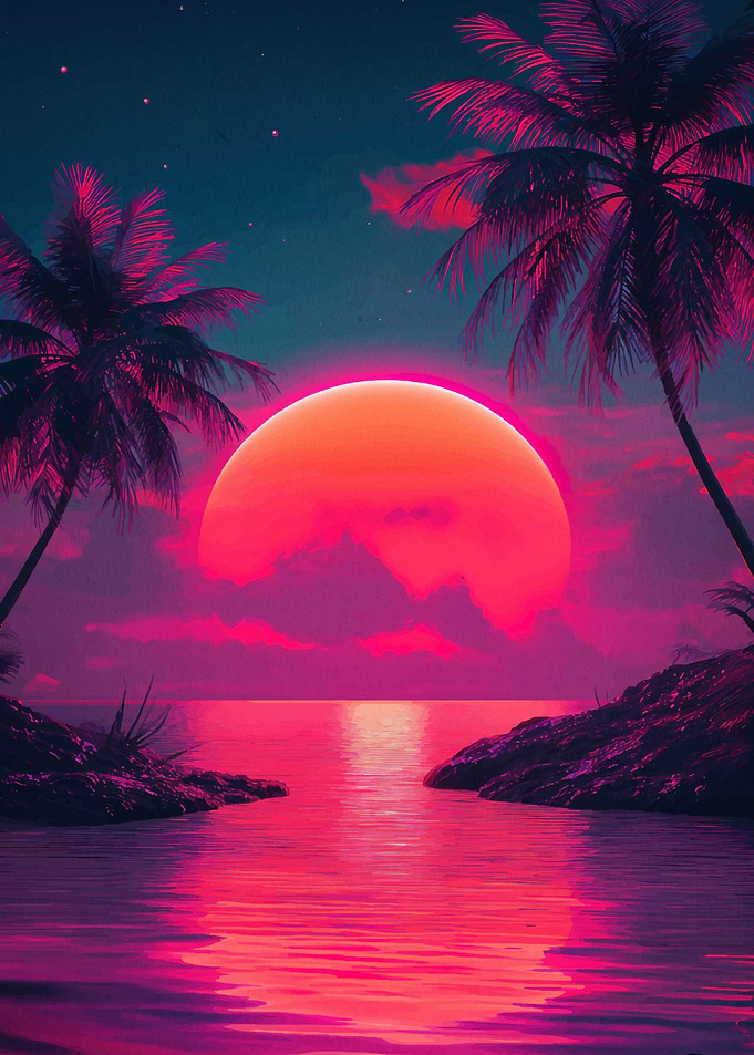 Beach Sunset Retro Nature