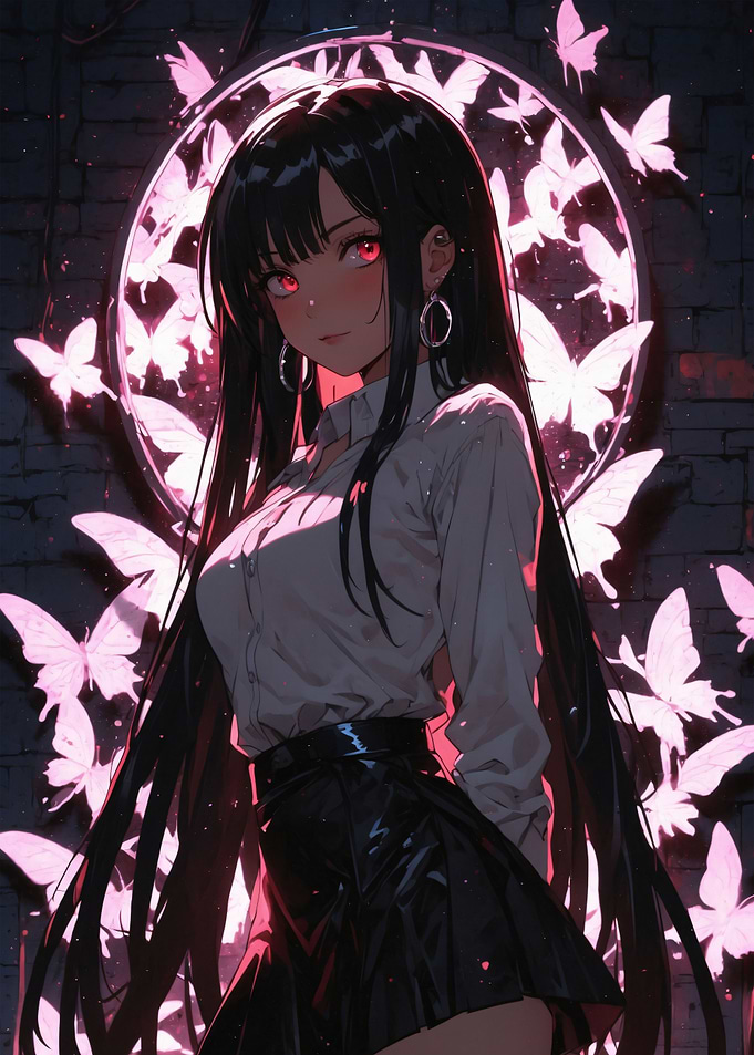 Anime Girl Ft Butterflies