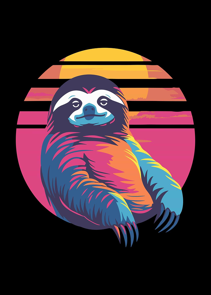 Retro Sunset Sloth