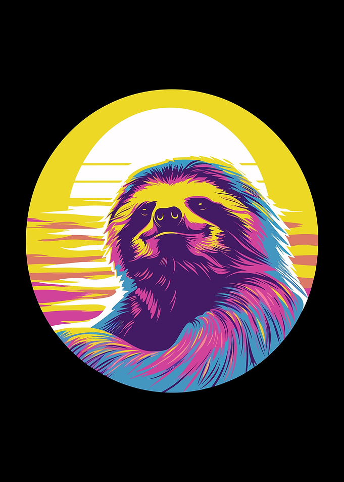 Retro Sunset Sloth