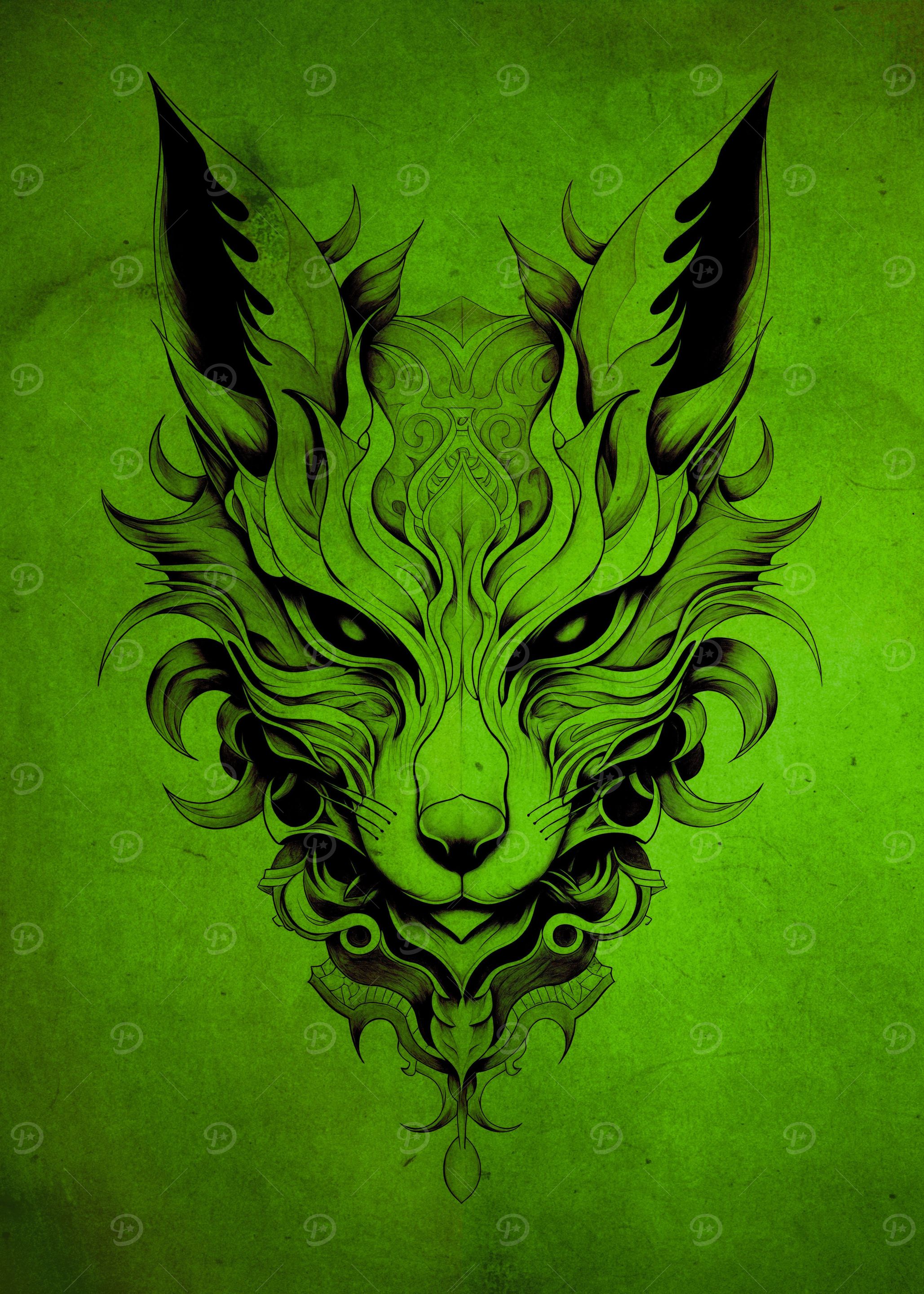 Kitsune Mask Green No2
