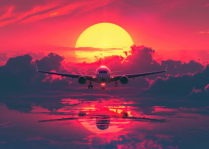 Plane sunset