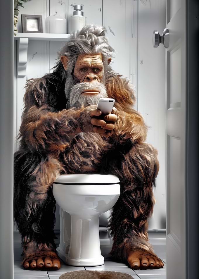 Bigfoot on the Toilet