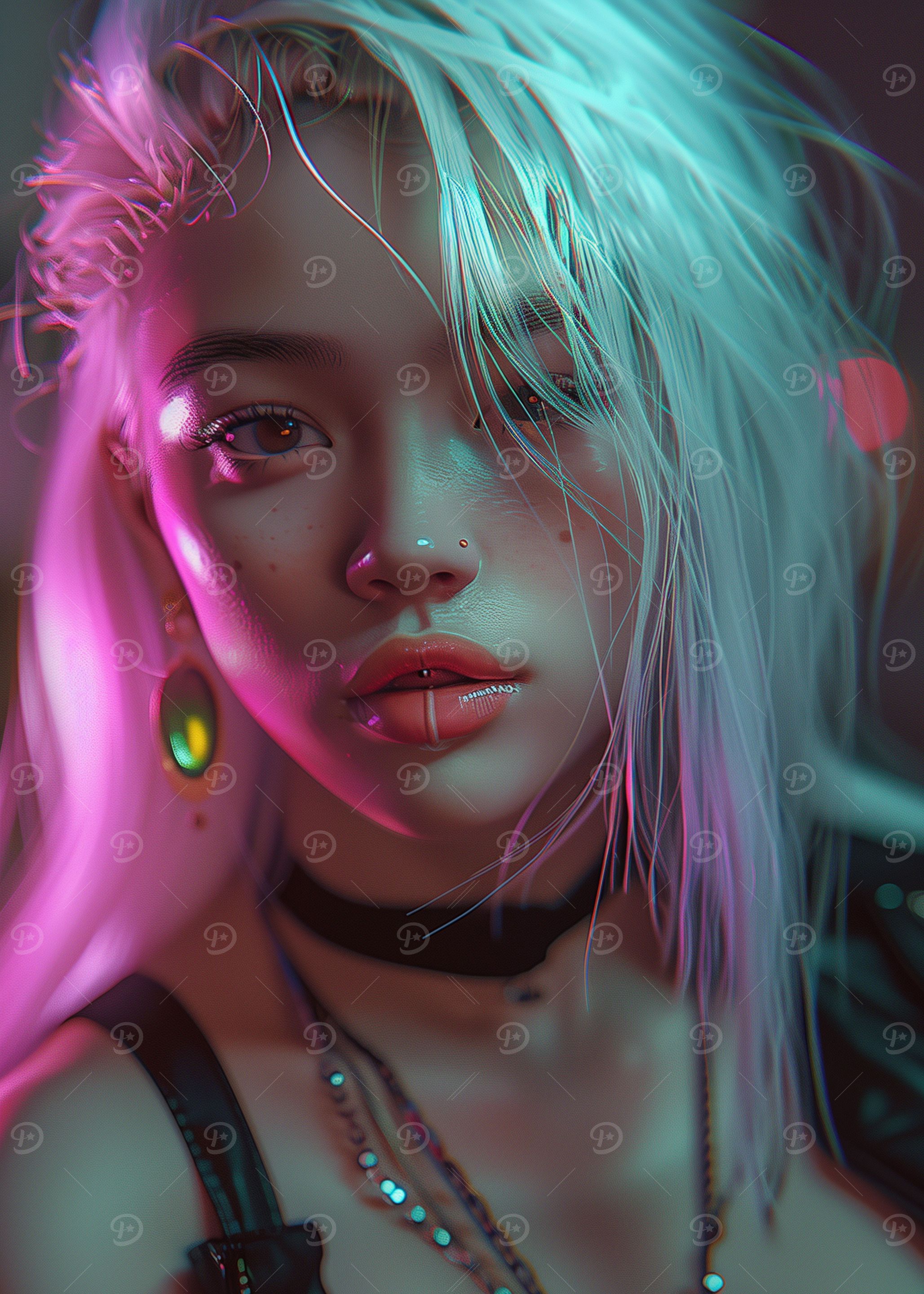 Cyberpunk White Hair Girl