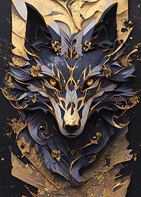 dark blue wolf kintsugi