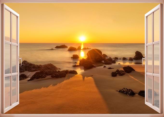 Window view sunset ocean