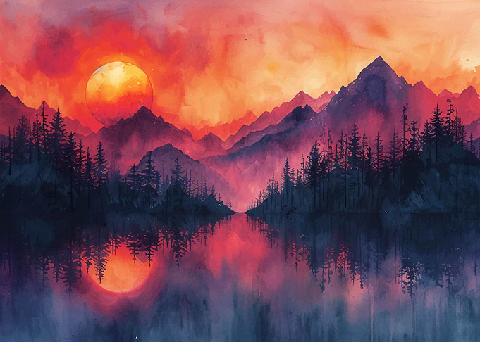 Mountain sunset landscape