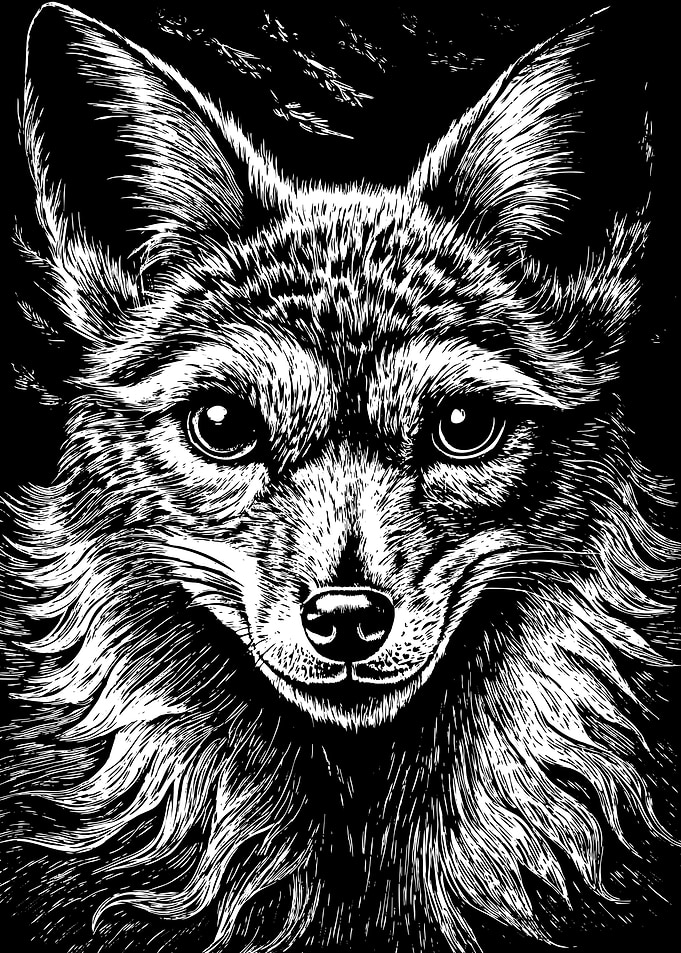 Black and White Animal Fox